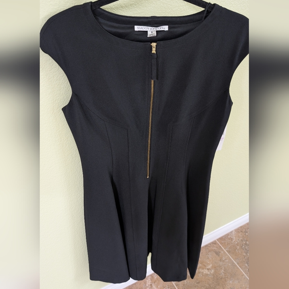 Maggy London Little Black Dress with Gold Zipper